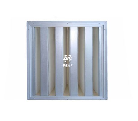 Cuadro de acero galvanizado V Banco Filtro HEPA, 0.3um Filtro de aire pleado HEPA H13 Alta capacidad de polvo