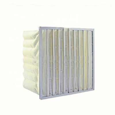 Alta eficiencia de recogida de polvo 6 filtro de aire de bolsas, F8 F7 filtro de bolsillo de aire sintético de algodón amarillo lavable para la industria
