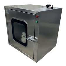 Caja de pases de la sala limpia de la industria de la óptica con paso a través de la esclusa de aire y barrera de aire en plata